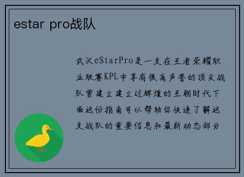 estar pro战队